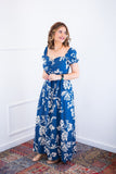 Vestido Longo Cecília – Manga Ciganinha em Viscolinho com Bolsos Laterais - Naguirre Shop