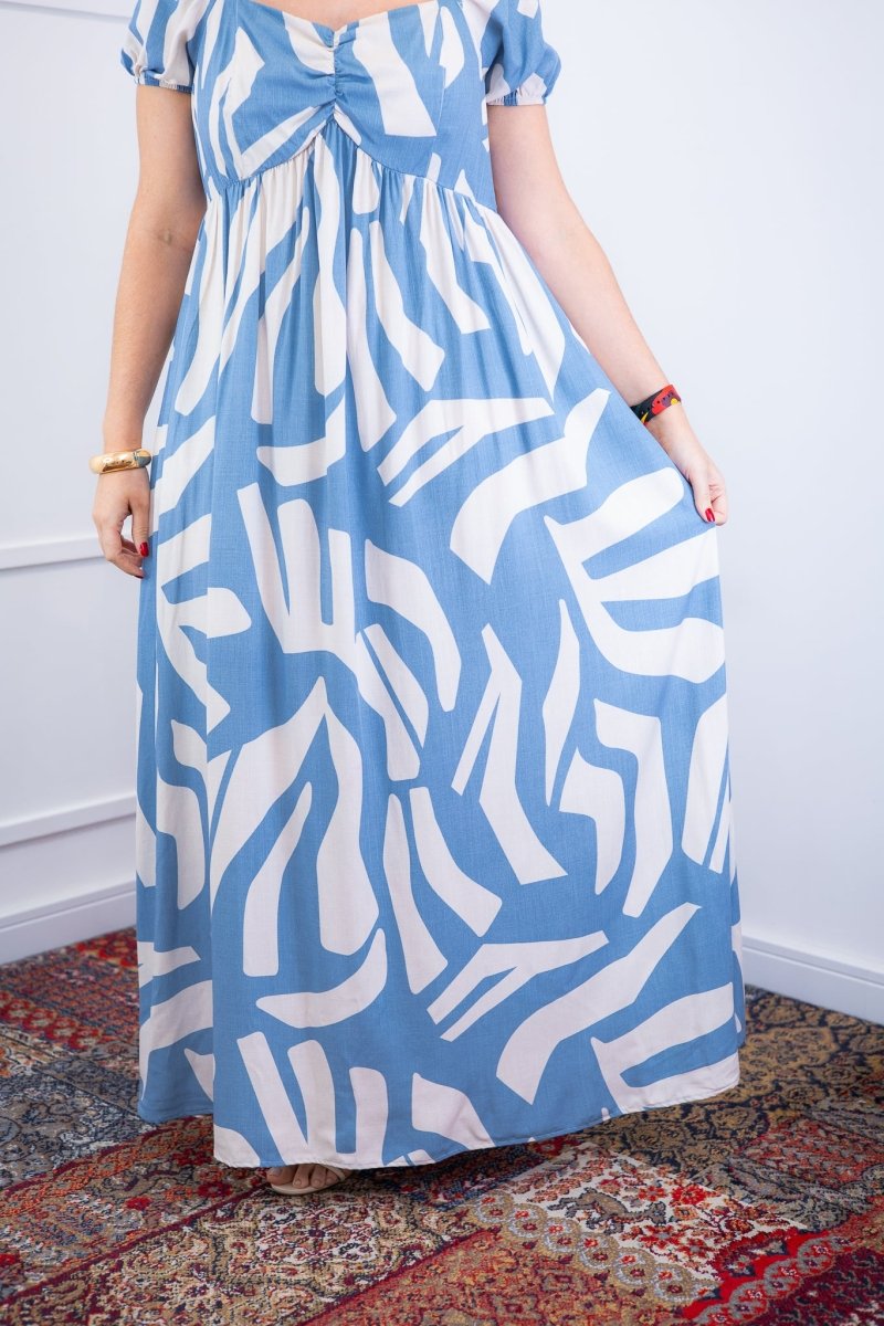 Vestido Longo Cecília – Manga Ciganinha em Viscolinho com Bolsos Laterais - Naguirre Shop