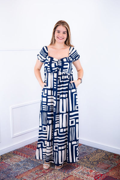 Vestido Longo Cecília – Manga Ciganinha em Viscolinho com Bolsos Laterais - Naguirre Shop