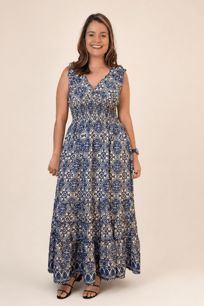 Vestido Longo Ciganinha com Lastex Estilo Boho Bali - Naguirre Shop