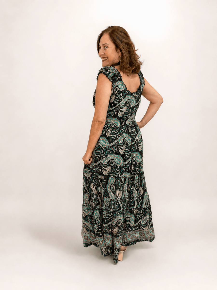 Vestido Longo Ciganinha com Lastex Estilo Boho Bali - Naguirre Shop