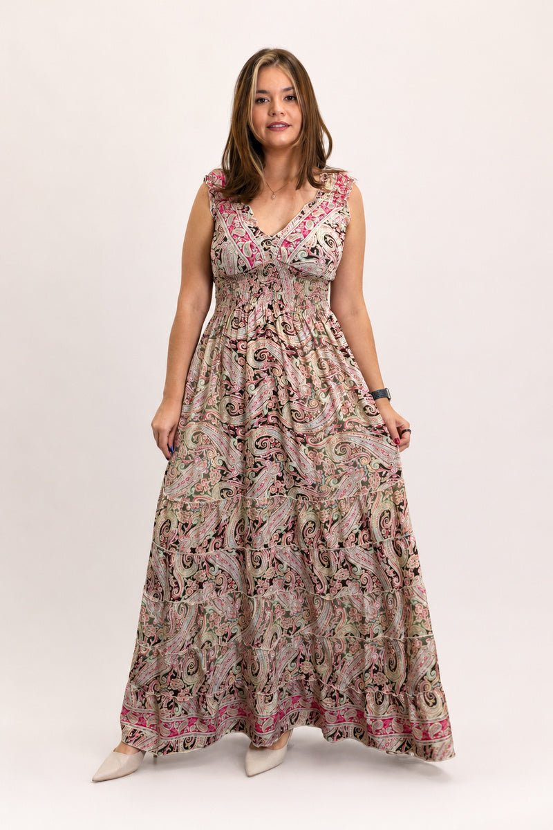 Vestido Longo Ciganinha com Lastex Estilo Boho Bali - Naguirre Shop