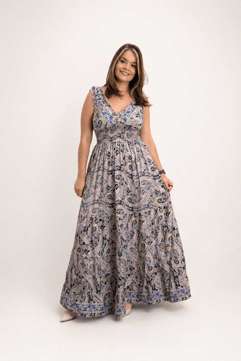 Vestido Longo Ciganinha com Lastex Estilo Boho Bali - Naguirre Shop