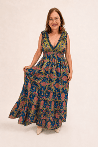 Vestido Longo Ciganinha com Lastex Estilo Boho Bali - Naguirre Shop