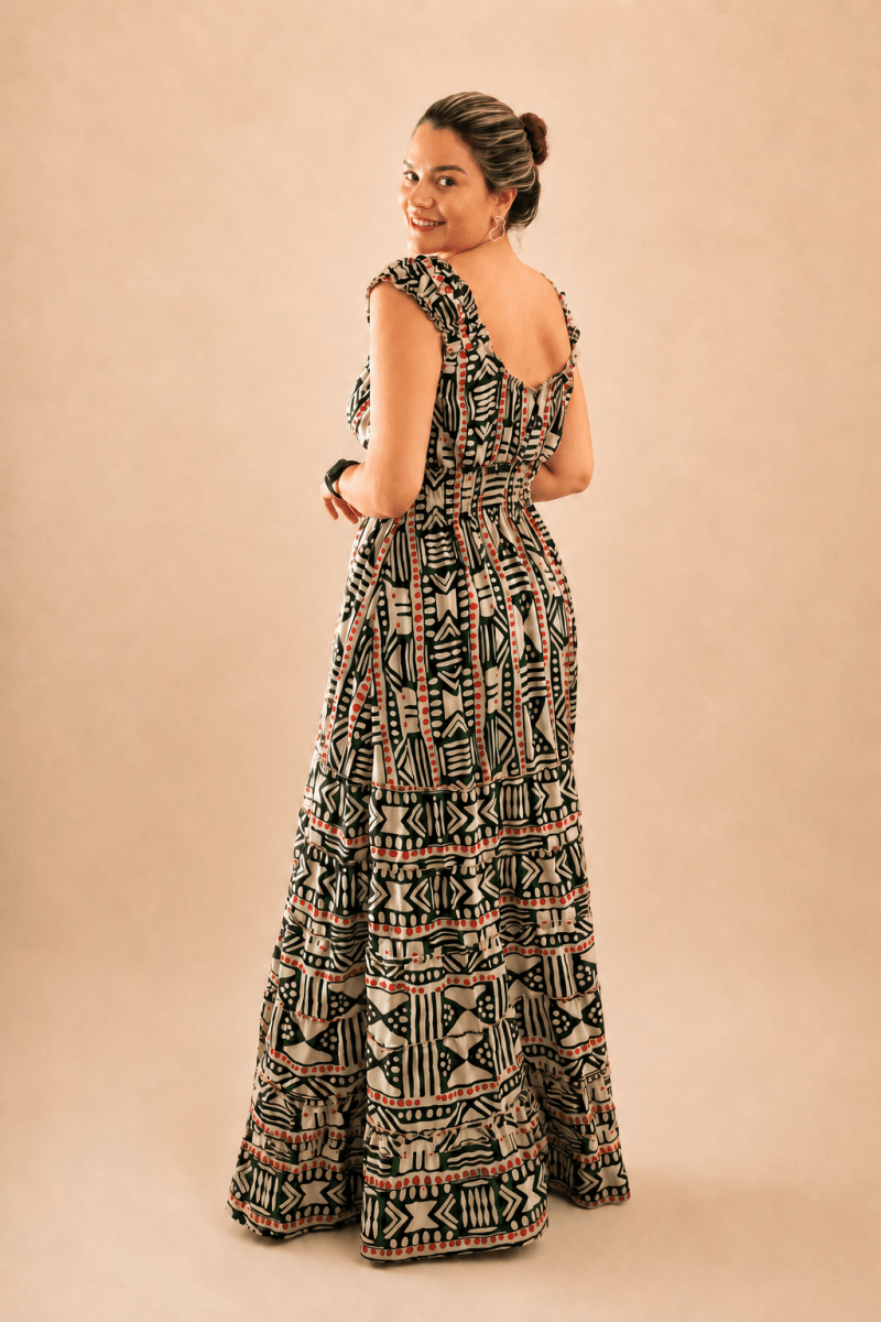 Vestido Longo Ciganinha com Lastex Estilo Boho Bali - Naguirre Shop