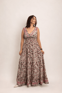 Vestido Longo Ciganinha com Lastex Estilo Boho Bali - Naguirre Shop