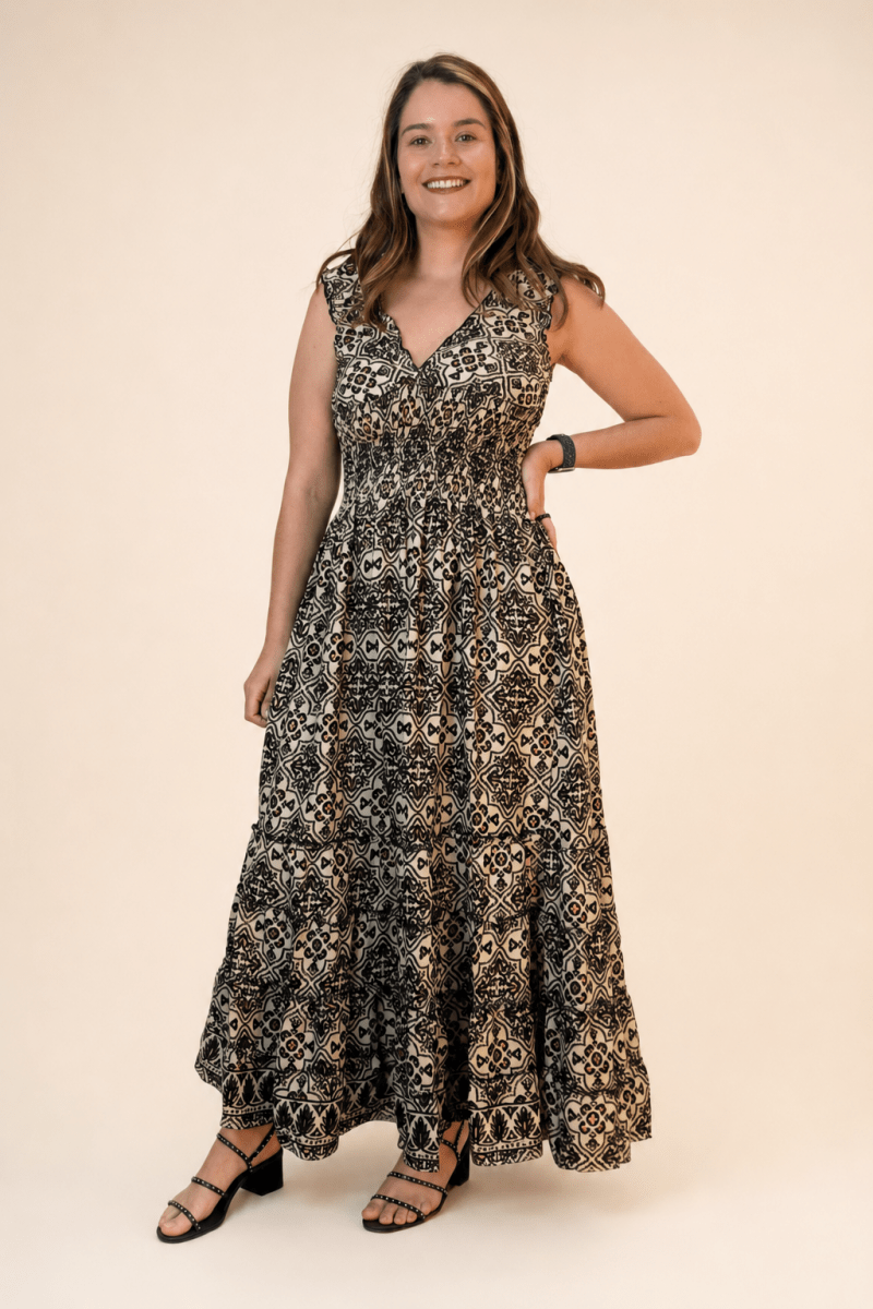 Vestido Longo Ciganinha com Lastex Estilo Boho Bali - Naguirre Shop