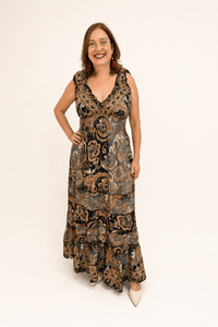 Vestido Longo Ciganinha com Lastex Estilo Boho Bali - Naguirre Shop