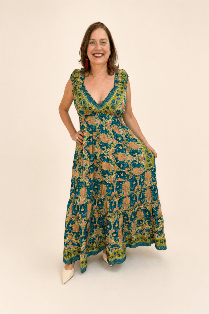 Vestido Longo Ciganinha com Lastex Estilo Boho Bali - Naguirre Shop