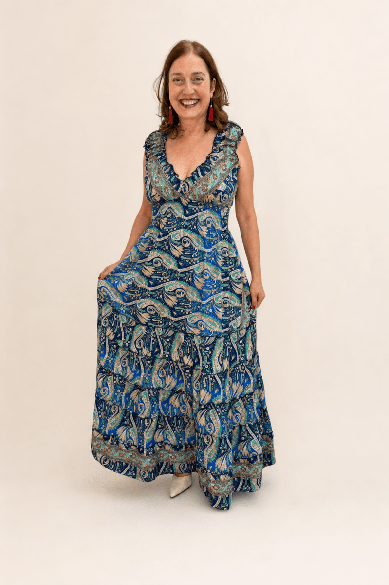 Vestido Longo Ciganinha com Lastex Estilo Boho Bali - Naguirre Shop