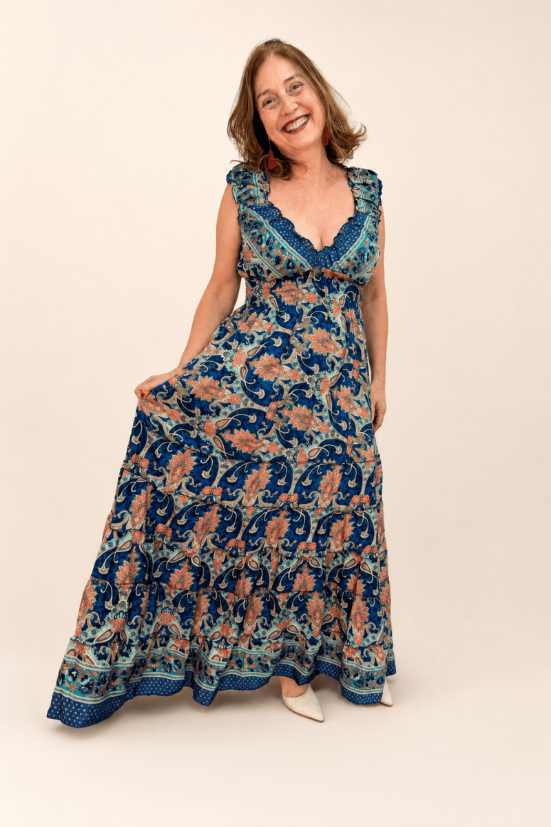 Vestido Longo Ciganinha com Lastex Estilo Boho Bali - Naguirre Shop