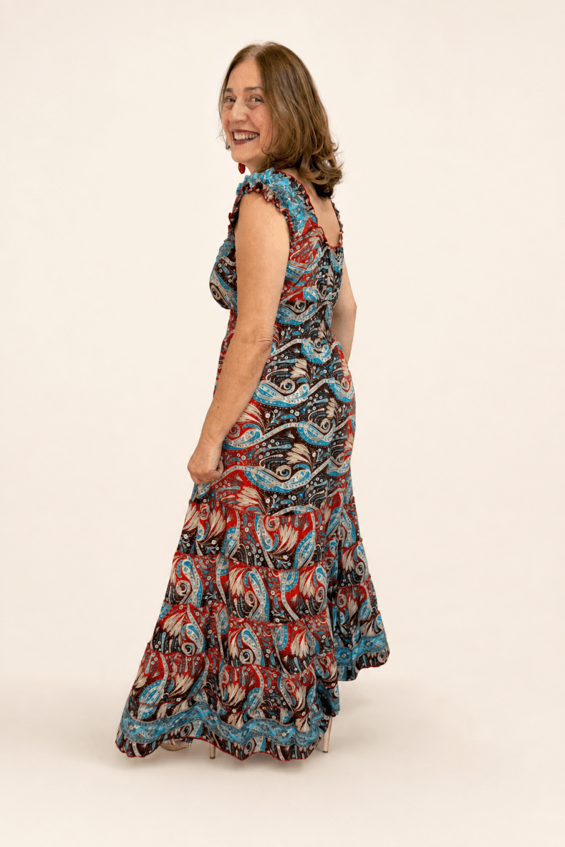 Vestido Longo Ciganinha com Lastex Estilo Boho Bali - Naguirre Shop
