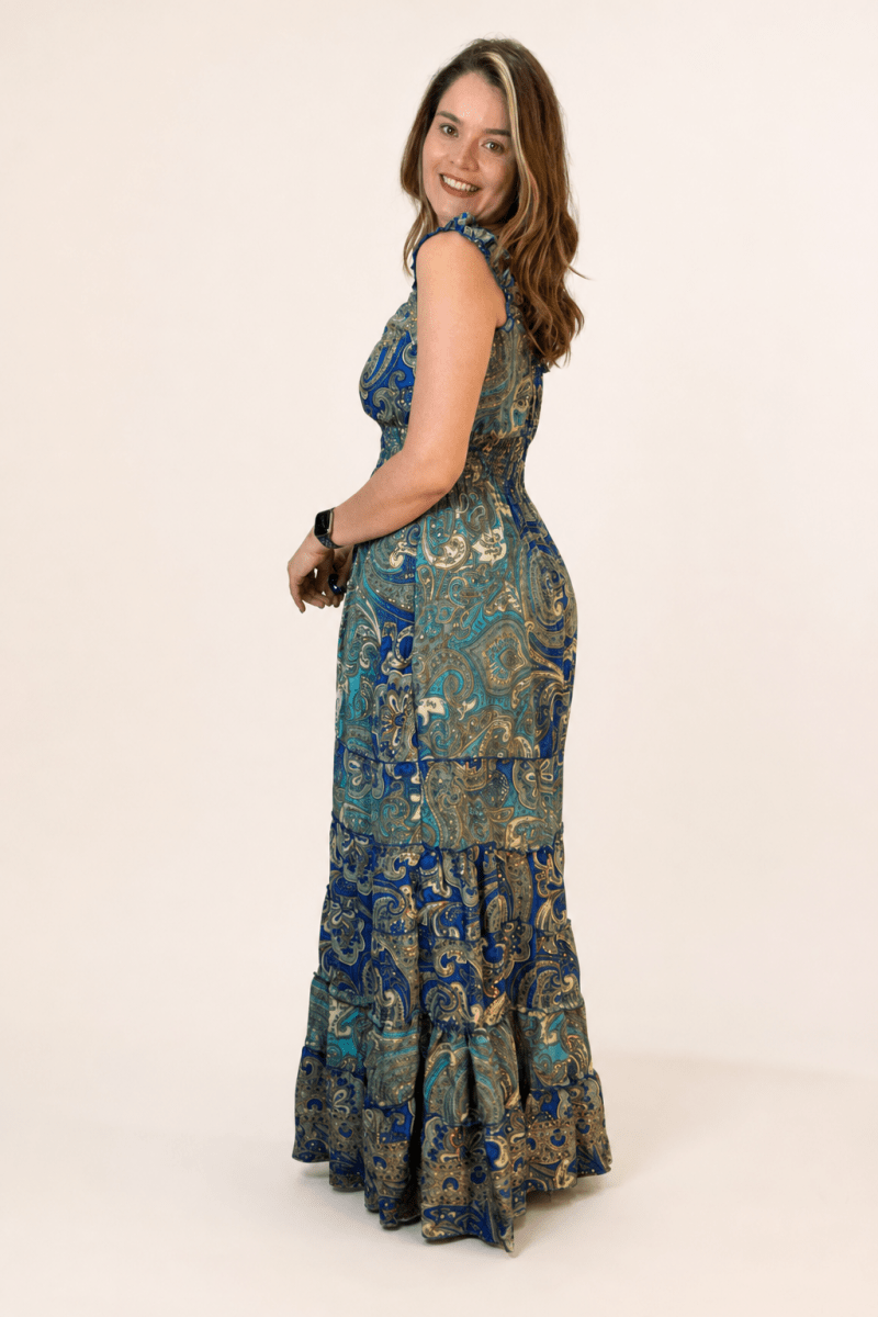 Vestido Longo Ciganinha com Lastex Estilo Boho Bali - Naguirre Shop