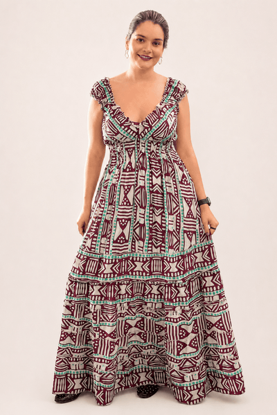 Vestido Longo Ciganinha com Lastex Estilo Boho Bali - Naguirre Shop