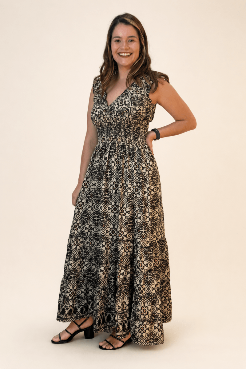 Vestido Longo Ciganinha com Lastex Estilo Boho Bali - Naguirre Shop