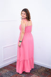 Vestido Longo Luísa – Alça Ajustável em Viscose Marrant com Fenda Lateral - Naguirre Shop
