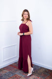 Vestido Longo Luísa – Alça Ajustável em Viscose Marrant com Fenda Lateral - Naguirre Shop