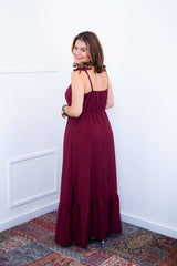 Vestido Longo Luísa – Alça Ajustável em Viscose Marrant com Fenda Lateral - Naguirre Shop