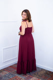 Vestido Longo Luísa – Alça Ajustável em Viscose Marrant com Fenda Lateral - Naguirre Shop