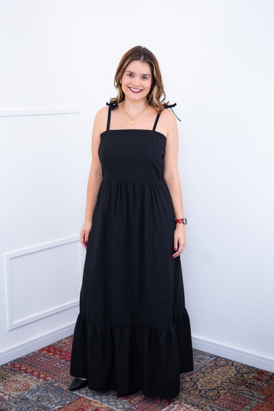 Vestido Longo Luísa – Alça Ajustável em Viscose Marrant com Fenda Lateral - Naguirre Shop