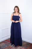 Vestido Longo Luísa – Alça Ajustável em Viscose Marrant com Fenda Lateral - Naguirre Shop