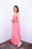 Vestido Longo Luísa – Alça Ajustável em Viscose Marrant com Fenda Lateral - Naguirre Shop