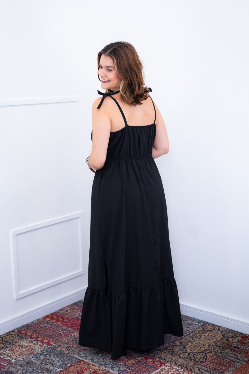 Vestido Longo Luísa – Alça Ajustável em Viscose Marrant com Fenda Lateral - Naguirre Shop