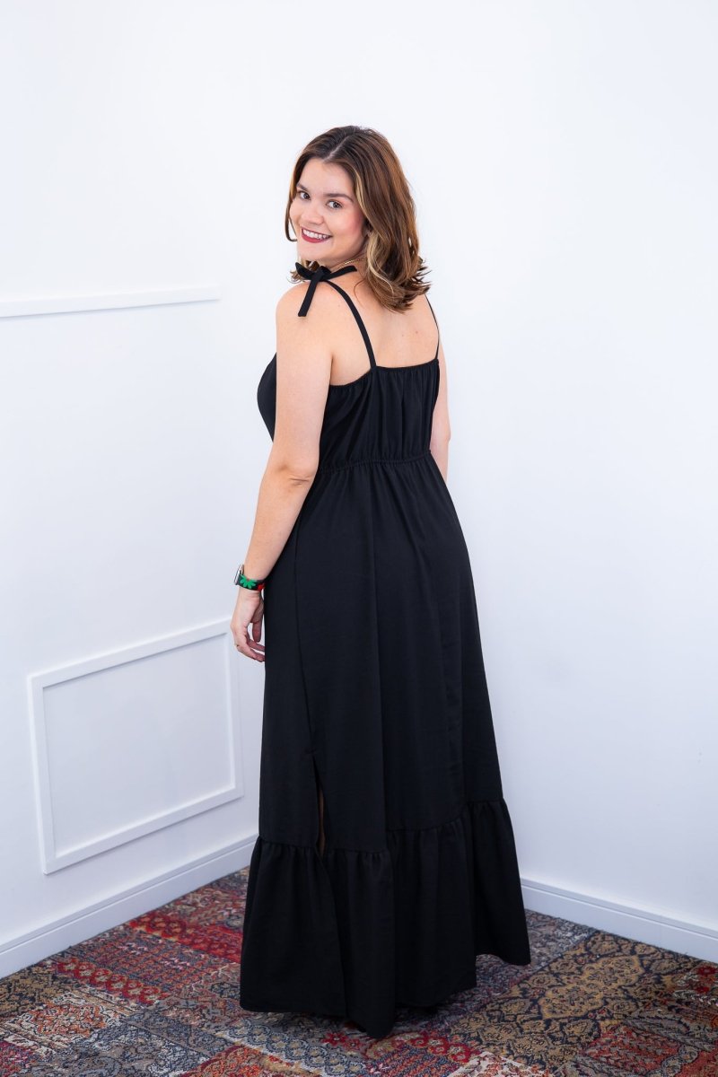 Vestido Longo Luísa – Alça Ajustável em Viscose Marrant com Fenda Lateral - Naguirre Shop
