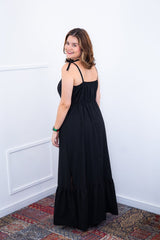 Vestido Longo Luísa – Alça Ajustável em Viscose Marrant com Fenda Lateral - Naguirre Shop