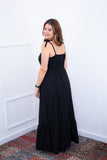 Vestido Longo Luísa – Alça Ajustável em Viscose Marrant com Fenda Lateral - Naguirre Shop