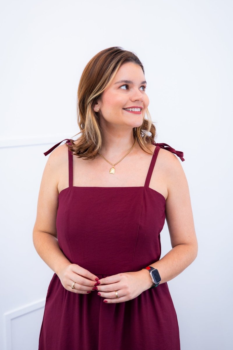 Vestido Longo Luísa – Alça Ajustável em Viscose Marrant com Fenda Lateral - Naguirre Shop