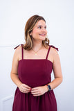 Vestido Longo Luísa – Alça Ajustável em Viscose Marrant com Fenda Lateral - Naguirre Shop