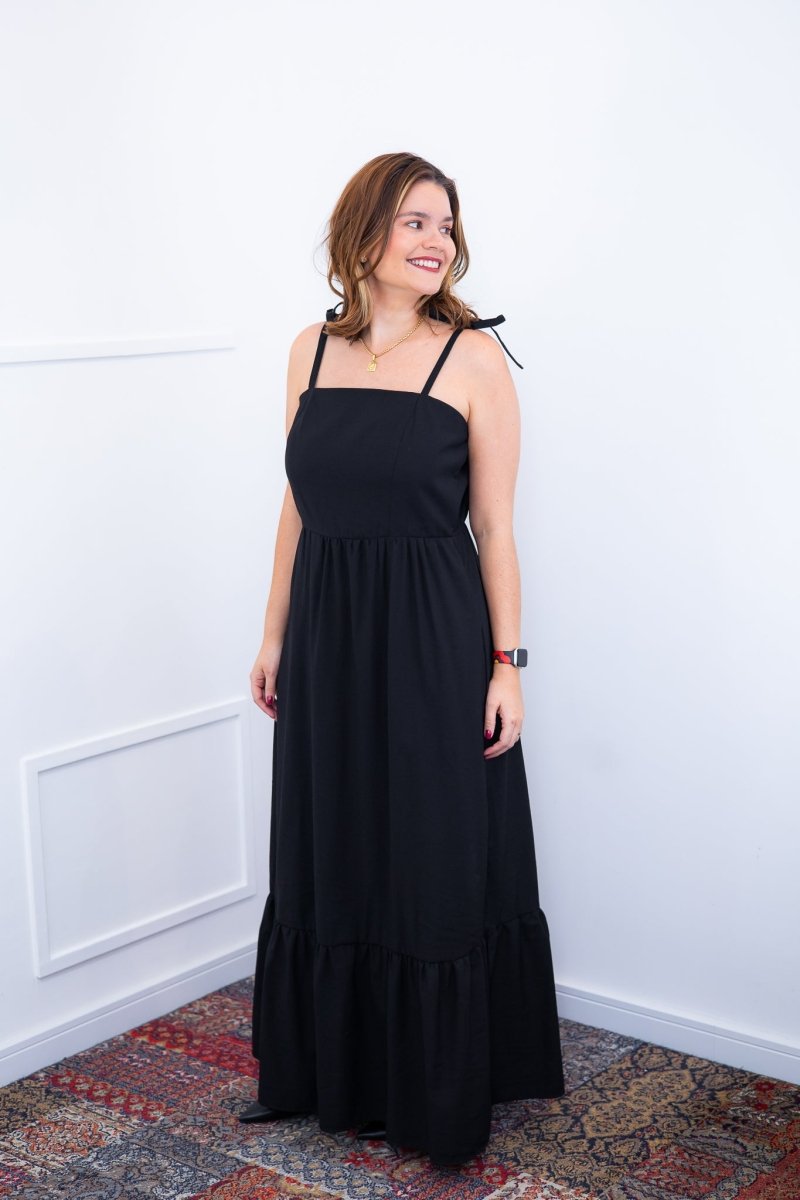 Vestido Longo Luísa – Alça Ajustável em Viscose Marrant com Fenda Lateral - Naguirre Shop
