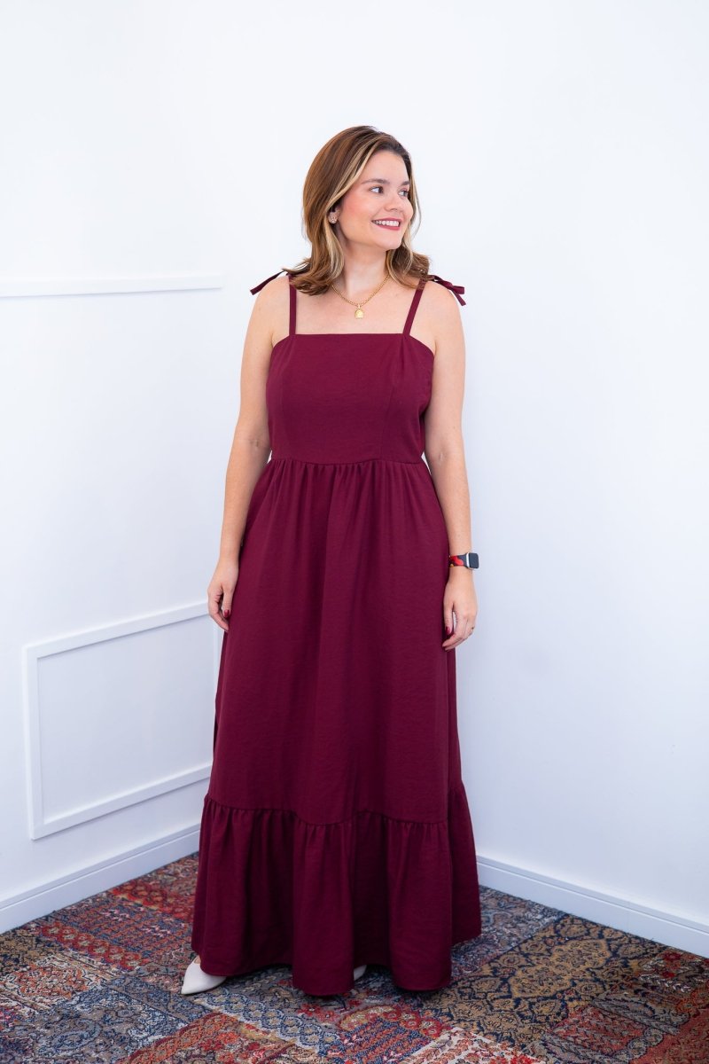 Vestido Longo Luísa – Alça Ajustável em Viscose Marrant com Fenda Lateral - Naguirre Shop