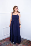 Vestido Longo Luísa – Alça Ajustável em Viscose Marrant com Fenda Lateral - Naguirre Shop