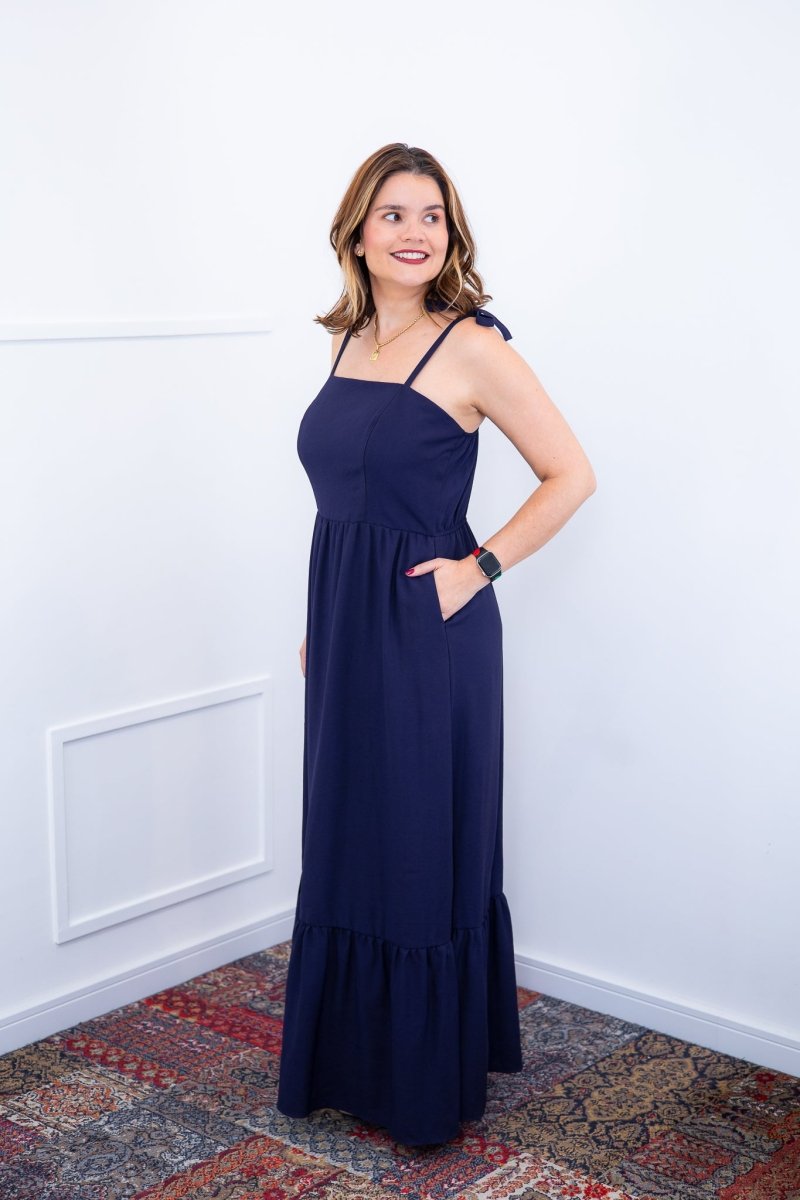 Vestido Longo Luísa – Alça Ajustável em Viscose Marrant com Fenda Lateral - Naguirre Shop