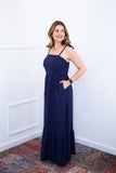 Vestido Longo Luísa – Alça Ajustável em Viscose Marrant com Fenda Lateral - Naguirre Shop