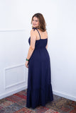 Vestido Longo Luísa – Alça Ajustável em Viscose Marrant com Fenda Lateral - Naguirre Shop