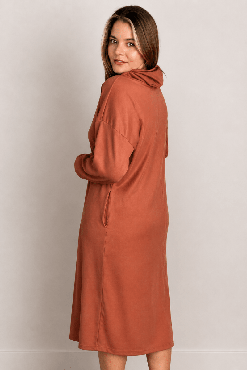 Vestido Lorena - Manga Longa com Gola Boba em Canelado Flex - Naguirre Shop