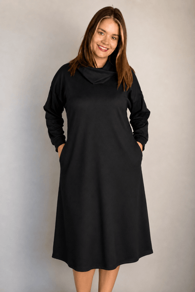 Vestido Lorena - Manga Longa com Gola Boba em Canelado Flex - Naguirre Shop