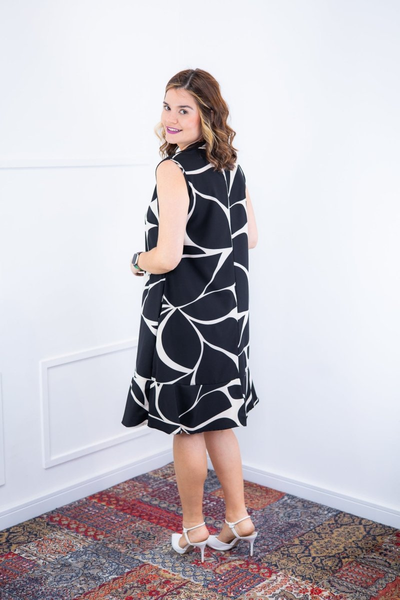 Vestido Luana – Evasê com Gola Padre e Bolsos em Crepe - Naguirre Shop