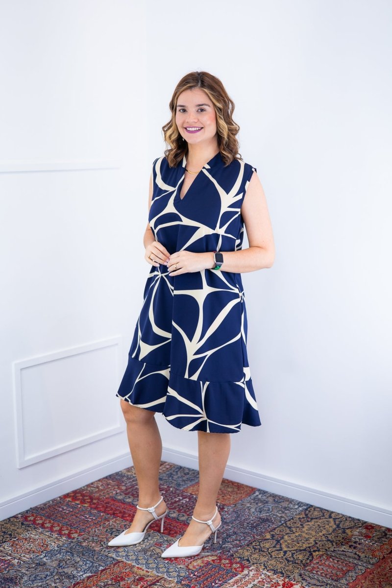 Vestido Luana – Evasê com Gola Padre e Bolsos em Crepe - Naguirre Shop