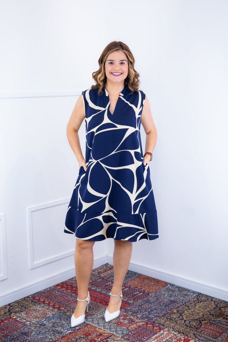 Vestido Luana – Evasê com Gola Padre e Bolsos em Crepe - Naguirre Shop