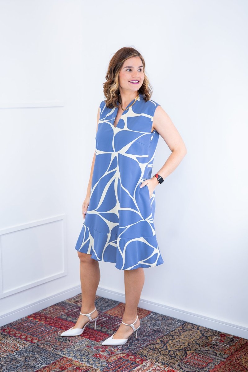 Vestido Luana – Evasê com Gola Padre e Bolsos em Crepe - Naguirre Shop