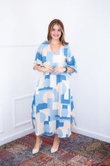 Vestido Luciana – Longuete em Viscolinho com Mangas Amplas e Bolsos - Naguirre Shop