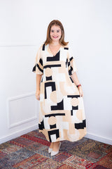 Vestido Luciana – Longuete em Viscolinho com Mangas Amplas e Bolsos - Naguirre Shop