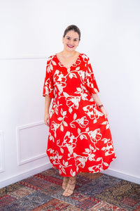 Vestido Luciana – Longuete em Viscolinho com Mangas Amplas e Bolsos - Naguirre Shop
