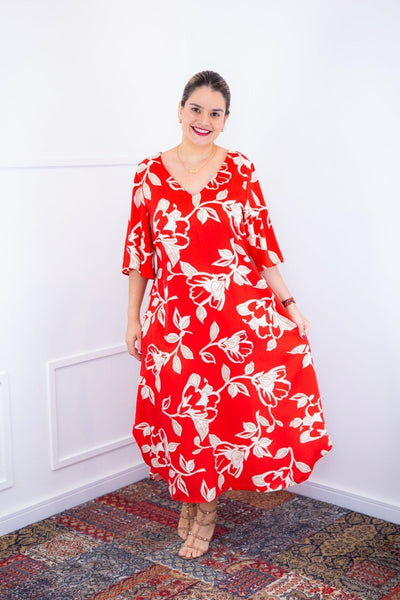 Vestido Luciana – Longuete em Viscolinho com Mangas Amplas e Bolsos - Naguirre Shop