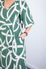Vestido Luciana – Longuete em Viscolinho com Mangas Amplas e Bolsos - Naguirre Shop