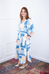 Vestido Luciana – Longuete em Viscolinho com Mangas Amplas e Bolsos - Naguirre Shop